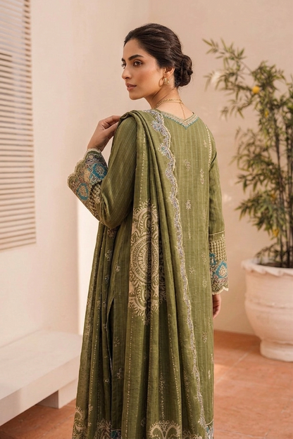 3 Piece Embroidered Festive Edit | Élan Olive