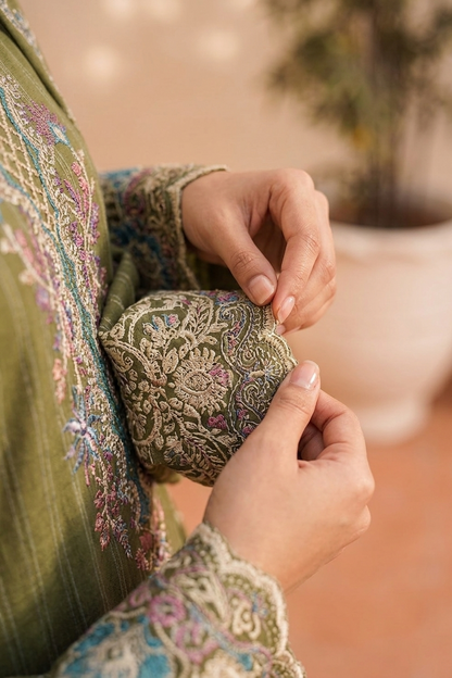 3 Piece Embroidered Festive Edit | Élan Olive
