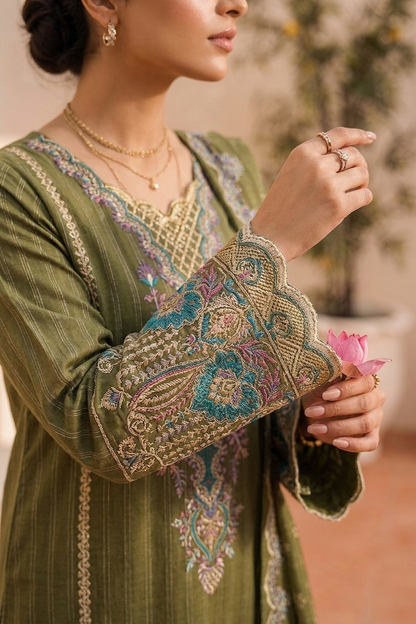 3 Piece Embroidered Festive Edit | Élan Olive
